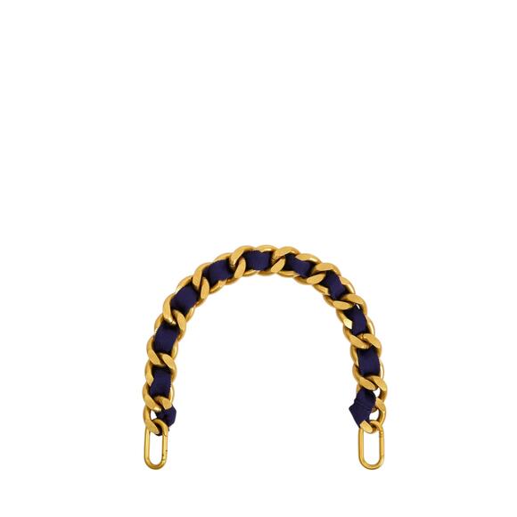 CLARE V. Shortie Strap in Navy Grosgrain Curb Chain